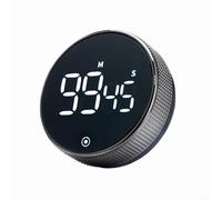 EffiFish Minuteur de cuisine avec dos magnétique, affichage LED rotatif, mode silencieux et volume d'alarme réglable pour la cuisine, les devoirs, les jeux (noir)