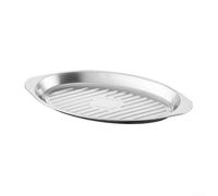 EffiFish Plaque de cuisson ovale 31 cm pour cuisson vapeur de poisson | Acier inoxydable 410, résistant à la rouille, 31 cm de longueur, poignée à double poignée, utilisation au four