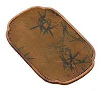 EffiFish Plateau à thé en bois de noyer style chinois sculpté à la main pour cérémonie du thé à la maison, imperméable, finition texturée douce, 13,5 x 11 x 2 cm (B)