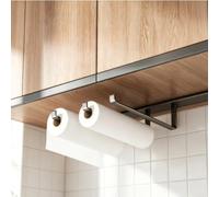 EffiFish Porte-Essuie-Tout Mural Perçage Acier 28cm Porte-Essuie-Tout | Double mÃ©thode fixation, vertical horizontal, lisses murs, cuisine salle bain, gain espace
