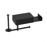EffiFish Porte-papier toilette en acier inoxydable 304, sans perçage, support de rangement pour rouleaux de papier toilette et lingettes, résistant à la rouille, design mural (B-noir)