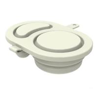 EffiFish Récipient à sauce en silicone avec couvercles, boîte à goûter pliable à double compartiment, étanche, rangement de qualité alimentaire pour voyage (beige)