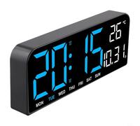 EffiFish Réveil numérique à grand écran, affichage LED avec température, date et compte à rebours pour montage mural (bleu)