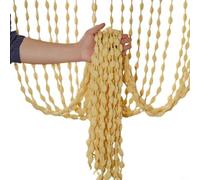 EffiFish Rideaux à ficelles, séparateur de porte en perles pour placards et chambres, rideau en polyester pour séparation de pièces avec filtre de lumière, 100 x 200 cm (abricot)