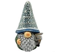 EffiFish Statuette de nain de jardin à énergie solaire en résine avec lumière automatique pour décoration de cour, marron, 1 lot (B)