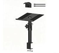 EffiFish Support de haut-parleur réglable à clipser avec pivot à 360°, contrôle de la hauteur et support pour écouteurs pour bibliothèque de bureau, noir (individuellement)