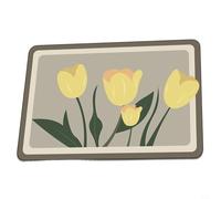 EffiFish Tapis égouttoir à vaisselle | 47 x 40 cm | pliable pour le rangement des tiroirs, lavable en machine, tapis égouttoir de cuisine, set de table absorbant en terre de diatomée (fleurs jaunes)