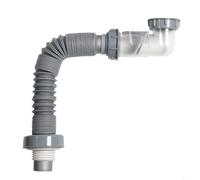 EffiFish Tuyau d'évacuation d'évier de cuisine, tuyau d'évacuation flexible extensible avec valve d'arrêt et filtre à odeurs, tube d'égout en ABS anti-blocage pour lavabo de salle de bain, gris, 34 à