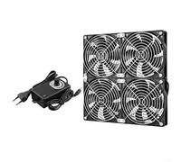 EffiFish Ventilateur de refroidissement, 12 cm, 3000 tr/min, contrôleur de vitesse réglable inclus pour radiateur, serveur, poste de travail, ventilateur d'échappement (4 ventilateurs carrés)