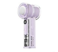 EffiFish Ventilateur de refroidissement turbo portable, avec écran LCD, 100 vitesses, batterie rechargeable 3000 mAh, design transparent pour la maison, le bureau, les voyages (violet)