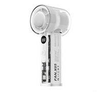 EffiFish Ventilateur de refroidissement turbo portable, avec écran LCD, 100 vitesses, batterie rechargeable 3000 mAh, design transparent pour la maison, le bureau, les voyages (blanc)