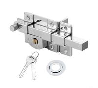 EffiFish Verrou de porte traditionnel en fer, mécanisme de verrouillage de porte antivol avec 2 clés en cuivre pour clôture de jardin, matériel extérieur (droite)