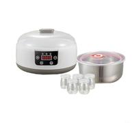 EffiFish Yaourtière électrique, température réglable et minuterie, 5 bocaux en verre pour yaourt probiotique fait maison, vin de riz et natto pour cuisine maison maison (réglementation américaine)