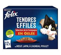 Effilés en gelée pour chats au bœuf, lapin, agneau et poulet,12 x 85 g
