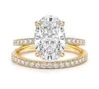 Effinny Ensemble de bagues de fiançailles ovales allongées de 3,5 carats en argent sterling 925 avec bague demi-éternité, 6, Métal, Zircone cubique