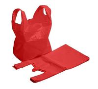 Efforias Grands Sacs de Transport en Plastique - 11 x 17 x 21 Usage Intensif Style Gilet - Lot de 75 (Rouge)