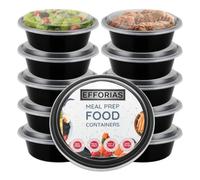 Efforias Lot de 10 boîtes rondes en plastique pour la préparation des repas, 473,6 g, réutilisables sans BPA avec couvercles hermétiques, passent au micro-ondes, au congélateur et au lave-vaisselle