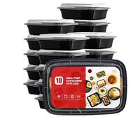 Efforias Lot de 10 récipients alimentaires réutilisables sans BPA avec couvercles hermétiques - Passent au micro-ondes, au congélateur et au lave-vaisselle - 473 ml