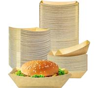 Efforias Lot de 100 plateaux alimentaires en papier kraft de taille moyenne | Assiettes de service en carton recyclé | Boîtes jetables pour frites, hamburger, barbecue, fête d'anniversaire, camping