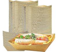 Efforias Lot de 50 grands plateaux alimentaires en papier kraft | Assiettes de service en carton recyclé | Boîtes jetables pour frites, hamburger, barbecue, fête d'anniversaire, camping
