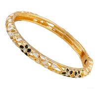 EfforPrac pour retro Five-Petal Flower Alloy Bangle Colorful Design pour | Open-end design, adjustable fit, vibrant enamel colors, pour retro floral pattern, lightweight comfort