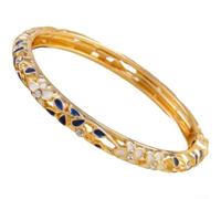 EfforPrac pour retro Five-Petal Flower Alloy Bangle Colorful Design pour | Open-end design, adjustable fit, vibrant enamel colors, pour retro floral pattern, lightweight comfort