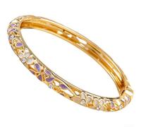 EfforPrac pour retro Five-Petal Flower Alloy Bangle Colorful Design pour | Open-end design, adjustable fit, vibrant enamel colors, pour retro floral pattern, lightweight comfort
