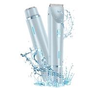 Effortless Smooth - Bikini Trimmer, Women's Body Shaver, 2 in 1 Painless Hair Trimmer, IPX7 Waterproof Wet & Dry Use for Any Part (Blue)