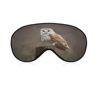 Effraie des clochers se perche sur une clôture masque de sommeil avec les yeux bandés mignon cache-ombre pour les yeux avec sangle réglable pour femmes hommes nuit