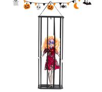 Effrayant dans Le Prisonnier | Ornement d'halloween éclairé | Décoration de Cage de Prisonnier | Accessoire de détecteur de Mouvement saisonnier - Gag Amusant pour Salle à Manger, Salon