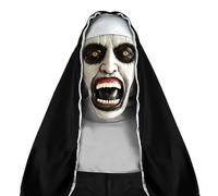 Effrayant Halloween Masque d'Horreur de Nonne en Latex, Pleine Tête Masque d'Horreur pour Accessoires de Cosplay Adultes