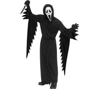 Effrayant Scream Fantôme Visage Halloween Carnaval Cosplay Costume, Comprend 1 Vêtements Noirs, 1 Masque Hurlant, 1 Ceinture, 2 Gants et 1 Couteau à Accessoires, pour Carnaval, Cosplay,Halloween (S)