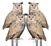 Effrayeur d'oiseaux Anti Corbeau Anti-Pigeon, Effaroucheur Pigeons, Carton Hibou Anti Pigeons, Effaroucheur Oiseaux, Repulsif Pigeon avec Réfléchissant Bande Anti Pigeons pour Balcon Jardin Lot de 4