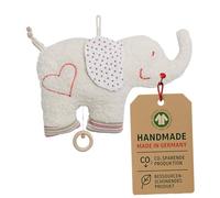 Efie - Bio doudou musical - Elephant| en coton 100% bio | GOTS certifiée | rembourrage de laine de mouton |fabriqué en Allemagne |Jouet durable pour bébé | Mélodie „Guter Mond, Du gehst so stille”