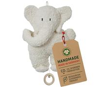 Efie - Bio doudou musical - éléphant | en coton 100% bio | GOTS certifiée | rembourrage de laine de mouton |fabriqué en Allemagne |Jouet durable pour bébé | Mélodie „Guter Mond, Du gehst so stille”