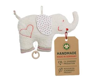 Efie - Bio doudou musical - Elephant| en coton 100% bio | GOTS certifiée | rembourrage de laine de mouton |fabriqué en Allemagne |Jouet durable pour bébé | Mélodie „Berceuse de Brahms"