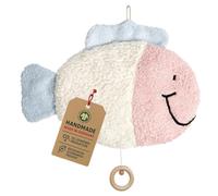 Efie - Bio doudou musical - Poisson | en coton 100% bio | GOTS certifiée | rembourrage de laine de mouton |fabriqué en Allemagne |Jouet durable pour bébé | Mélodie „Guter Mond, Du gehst so stille”