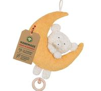 Efie - Bio doudou musical - Teddy sur la lune | en coton 100% bio | GOTS certifiée | rembourrage de laine de mouton |fabriqué en Allemagne |Jouet durable pour bébé | Mélodie „Berceuse de Brahms"
