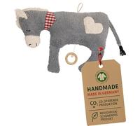 Efie Boîte à musique bio âne avec cœur - 100 % coton (kbA), fabriquée à la main - Certifié GOTS - Jouet durable pour bébé - Fabriqué en Allemagne - Mélodie (Guter Moon Du gehts so stille)