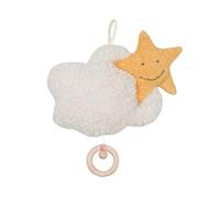 Efie Boîte à musique bio en forme d'étoile sur nuage, culture biologique contrôlée (KBA), certifiée GOTS, fabriquée à la main en Allemagne, durable