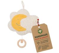 Efie Boîte à musique bio Lune sur nuage - 100 % coton (biologique) - Rembourrage en laine vierge - Certifié GOTS - Fait main en Allemagne - Mélodie (LaLeLu)