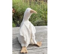 Efie Doudou bio en forme d'oie - Grand blanc - Coton bio (KBA), rembourrage recyclé, lavable et adapté aux personnes allergiques - Durable et fabriqué à la main - Fabriqué en Allemagne