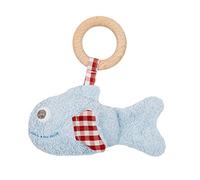 Efie poisson bleu, avec anneau hochet et bois, culture biologique contrôlée (Organic), fabriqué en Allemagne