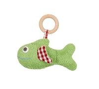 Efie poisson vert, avec anneau hochet et bois, culture biologique contrôlée (Organic), fabriqué en Allemagne