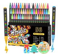 Efimeso Set De 56 Crayons De Feutre Acrylique Pour La Peinture De Roches, Céramique, Pierre, Verre, Bois, Métal, Marqueur Peinture Acrylique À Pointe Extra Fine De 0,7 Mm À Base D'Eau