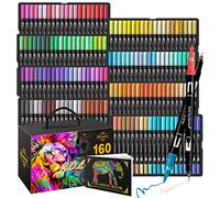 Efimeso Stylo Feutre 160 Feutres Coloriage Adulte, Marqueur Pinceau À Double Pointe, Feutre Aquarelle Fineliners Fournitures D'Art Pour Dessiner Croquis Livre De Coloriage