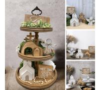 EFINNY Easter Tiered Tray Easter Decorations Religious Wooden Signs He Is Risen,wood color,20*20*5cm