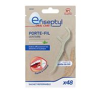 Efiseptyl - Porte-Fil Dentaire - À Partir de Paille de Blé - Goût Menthe - Facile à Insérer - Sachet Refermable - x48