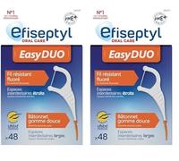 Efiseptyl - Porte Fil - Fil Dentaire Ultra Résistant - Facile A Insérer - Goût Menthe - x48 (Lot de 2)