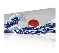 EFISH Japan Kanagawa Surfing Mouse Pad (80×30×0,3CM) Tapis de Souris étendu Tapis de Bureau, Tapis de Souris à Bords Cousus, Base en Caoutchouc antidérapante, Clavier Pad, Tapis de Souris de Jeu XL